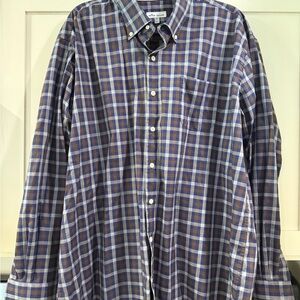 Peter Millar Blue and Brown Casual Button Down Shirt